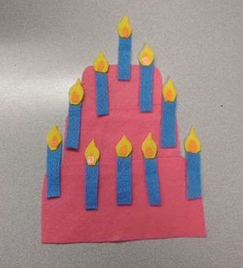 Here is my SUPER basic birthday cake and candles. I will probably go back and add more details later.